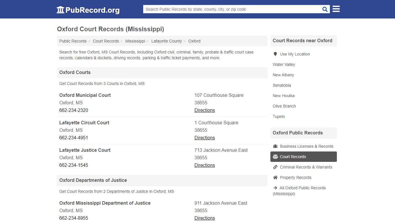 Free Oxford Court Records (Mississippi Court Records) - PubRecord.org